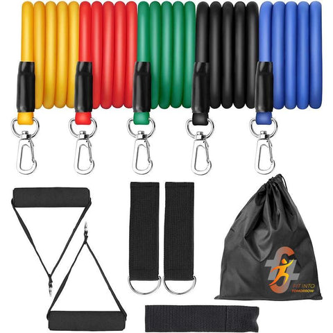 11pcs Exercise Resistance Bands Set Expander With Door Anchor Ankle Strap - FREE SHIPPING