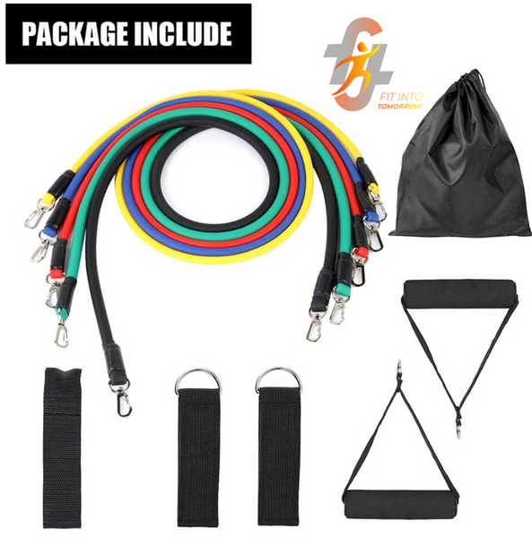 11pcs Exercise Resistance Bands Set Expander With Door Anchor Ankle Strap - FREE SHIPPING