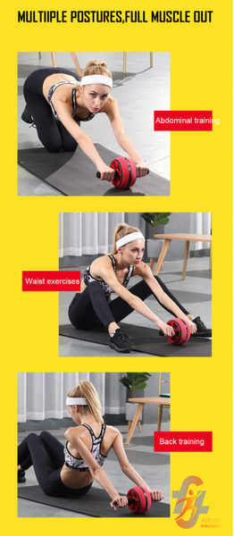 Roller wheel Abdominal Muscle Trainer for Fitness Abs Core Workout.   FREE SHIPPING