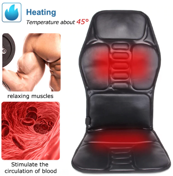 Electric Portable Heating Vibrating Back Massager - Great for Car/Home Office - Lumbar Neck Mattress Pain Relief - FREE SHIPPING