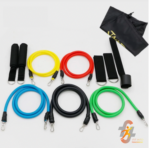 11Pcs/Set Natural Latex Tubing Resistance Bands, Gym, Fitness, Exercise. FREE SHIPPING